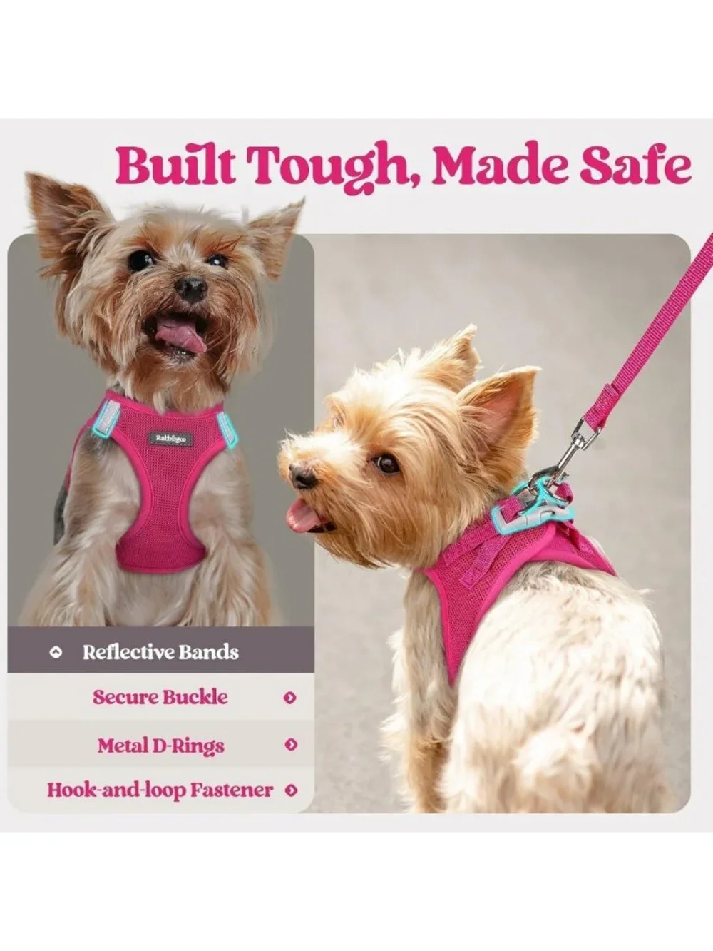 Soft Light Puppy Vest Harness & Leash Set, Breathable Mesh, Reflective, Small